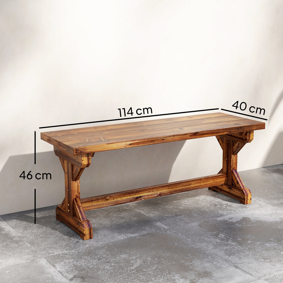 2-personers havebænk, vejrbestandig, træparkbænk med X-fod, 240 kg lasteevne, 114 x 40 x 46 cm, forkullet