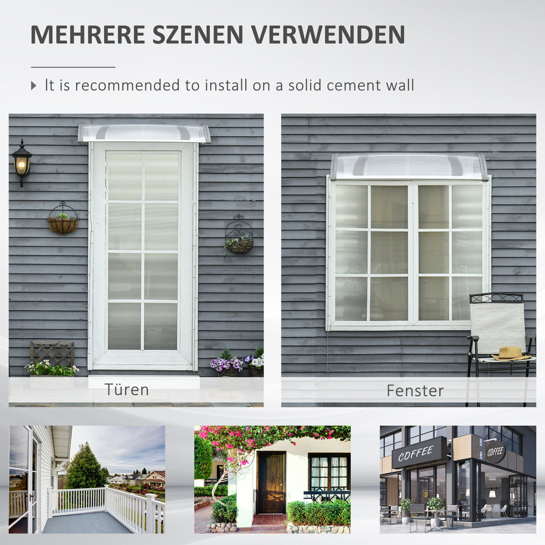 Dørmarkise, beskyttelse mod regn, vind og hagl, polycarbonat, aluminium, 110 x 60 x 18 cm, grå