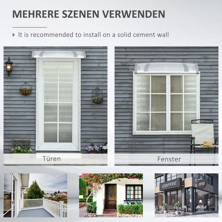 Dørmarkise, beskyttelse mod regn, vind og hagl, polycarbonat, aluminium, 110 x 60 x 18 cm, grå