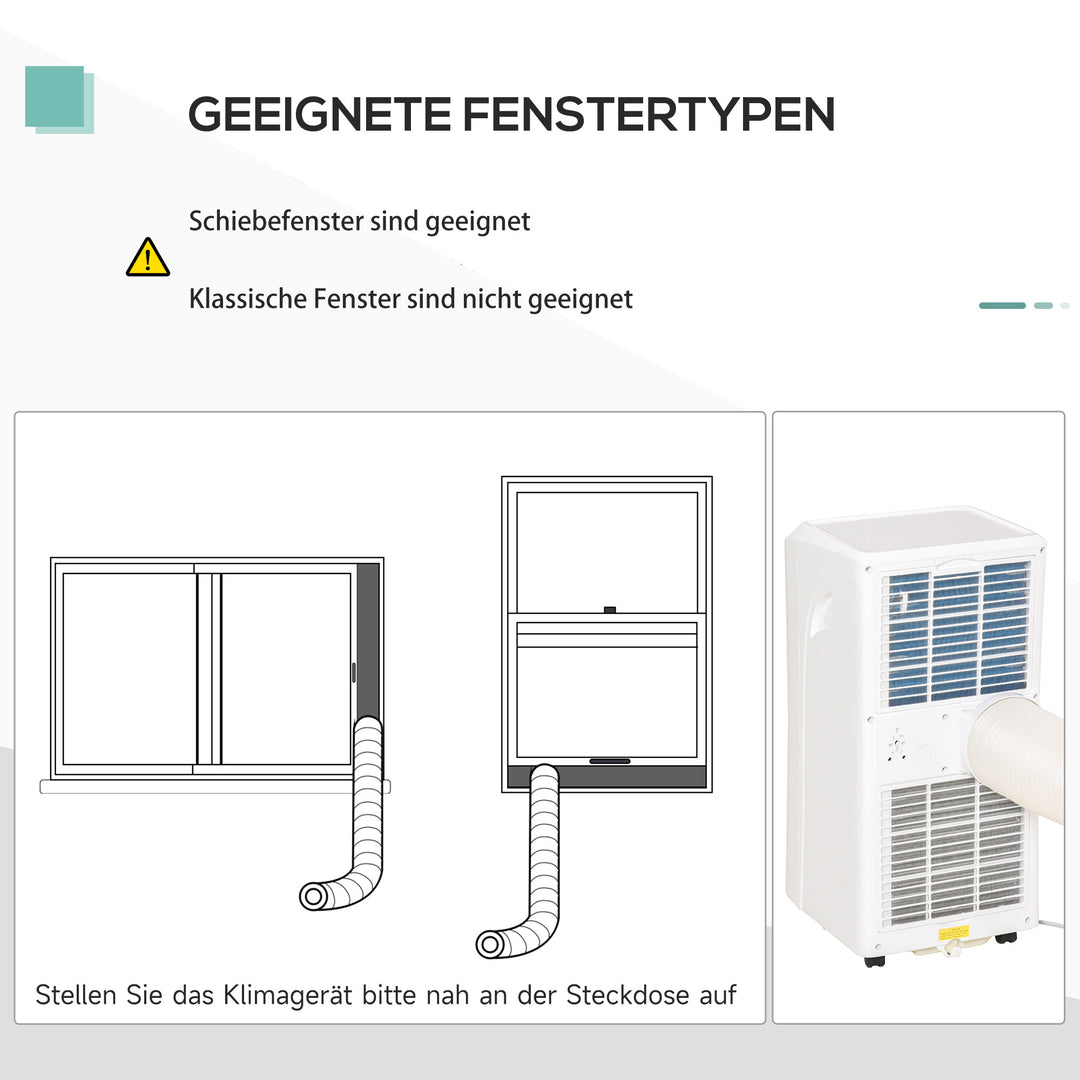 Bærbart klimaanlæg, 7000 BTU 3-i-1 enhed - køling, affugtning og ventilation - affugter, ventilator, med fjernbetjening, 24-timers timer, 2 hastighedsindstillinger, til 10-26 m², hvid