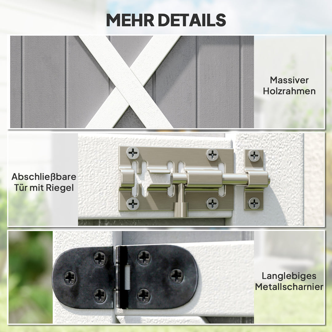 Redskabsskur med hylder vejrbestandig 75 x 56 x 115 cm grå