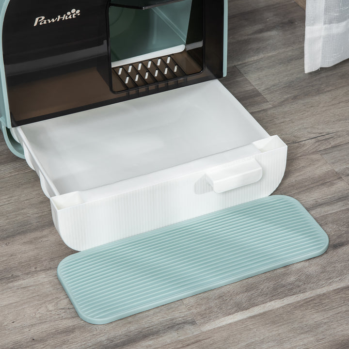 Kattebakke med låg, kattebakke og kattemåtte, grøn, 43 x 44 x 47 cm