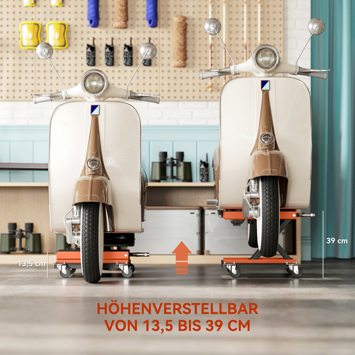 Motorcykeldonkraft 500 kg lastkapacitet motorcykelløft 135-390 mm højdejusterbar stål orange