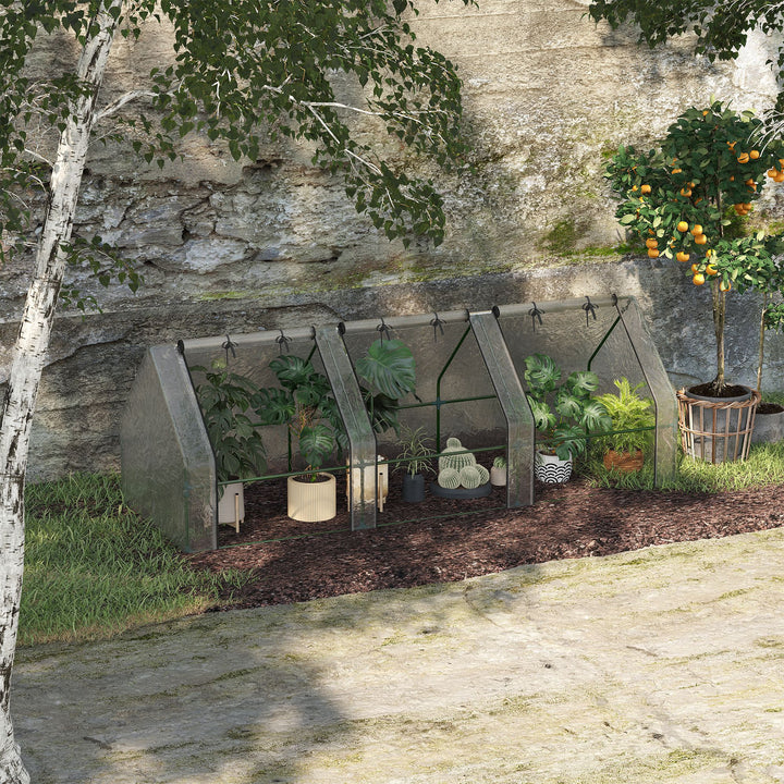 Drivhus med 3 rullevinduer, PE-netfilm, stålfoliedrivhus, drivhus til altan, have, tomathus 270x90x90cm, tomatdrivhus til grøntsager, blomster, planter, hvid