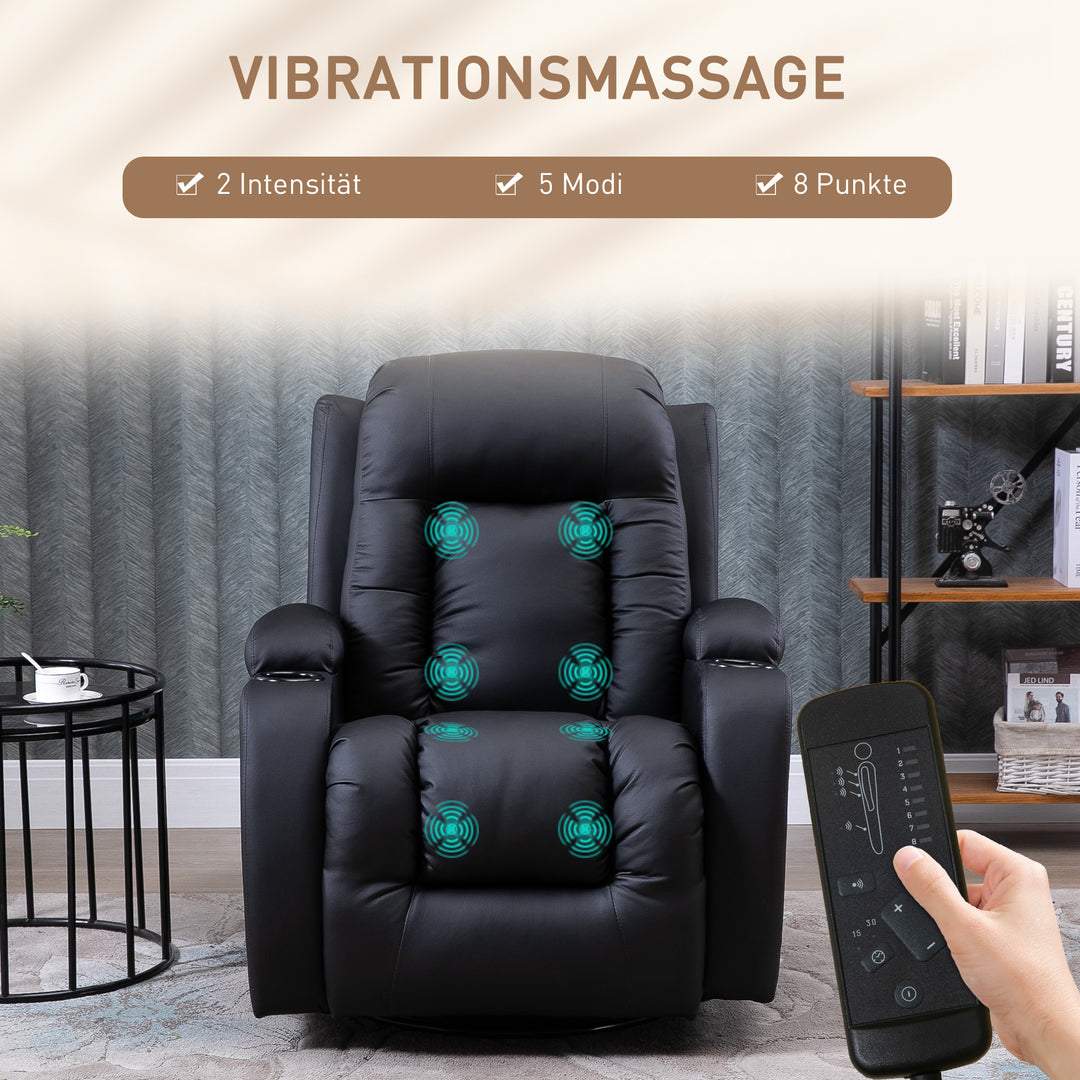 Massagestol, lænestol, gyngefunktion, 8 vibrationspunkter, inklusive fjernbetjening, sort