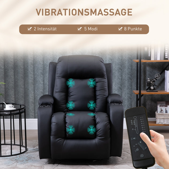 Massagestol, lænestol, gyngefunktion, 8 vibrationspunkter, inklusive fjernbetjening, sort