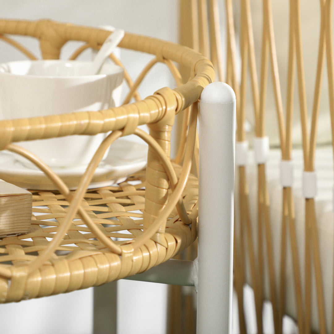 3-Delt bistrosæt, havemøbelsæt, havesiddegruppe, pe-rattan, 72 cm x 66 cm x 64 cm, gul + creme