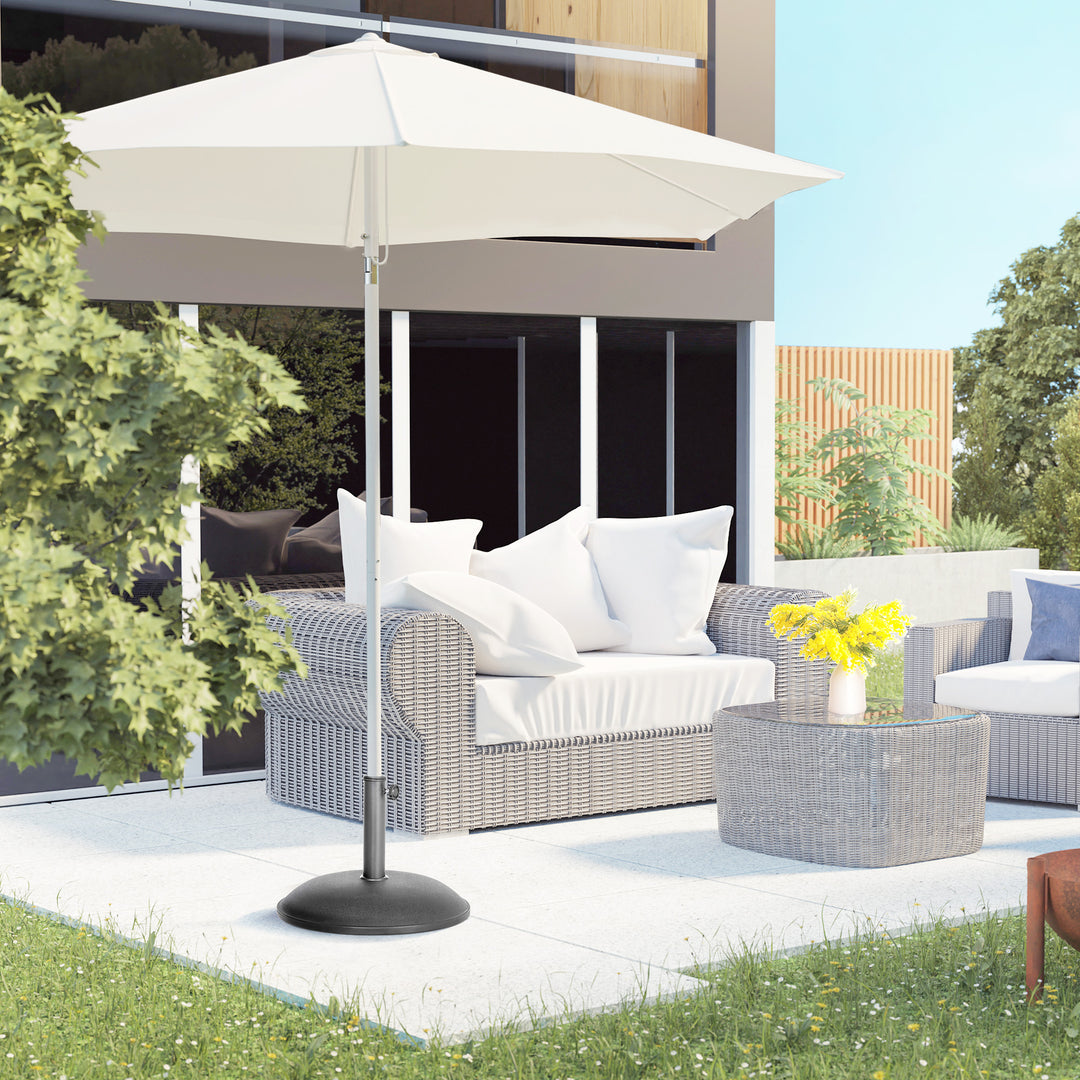 Parasolfod i rustfrit stål med håndtag, halvcirkelformet paraplyholder, paraplyvægt til parasoller Ø3,8-Ø4,8 cm, til altan, terrasse, have, bronze, sort