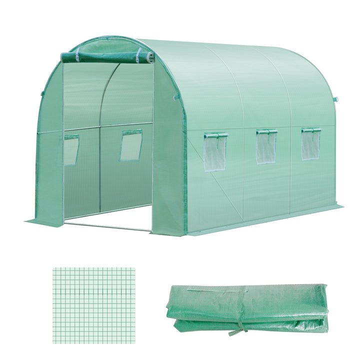 Drivhusfilm, 3 x 2 x 2 m, vandtæt havepresenning med uv-beskyttelse, plastfilm, overdækning til drivhus, polytunnel, tunnelfilm til udendørs brug, grøn