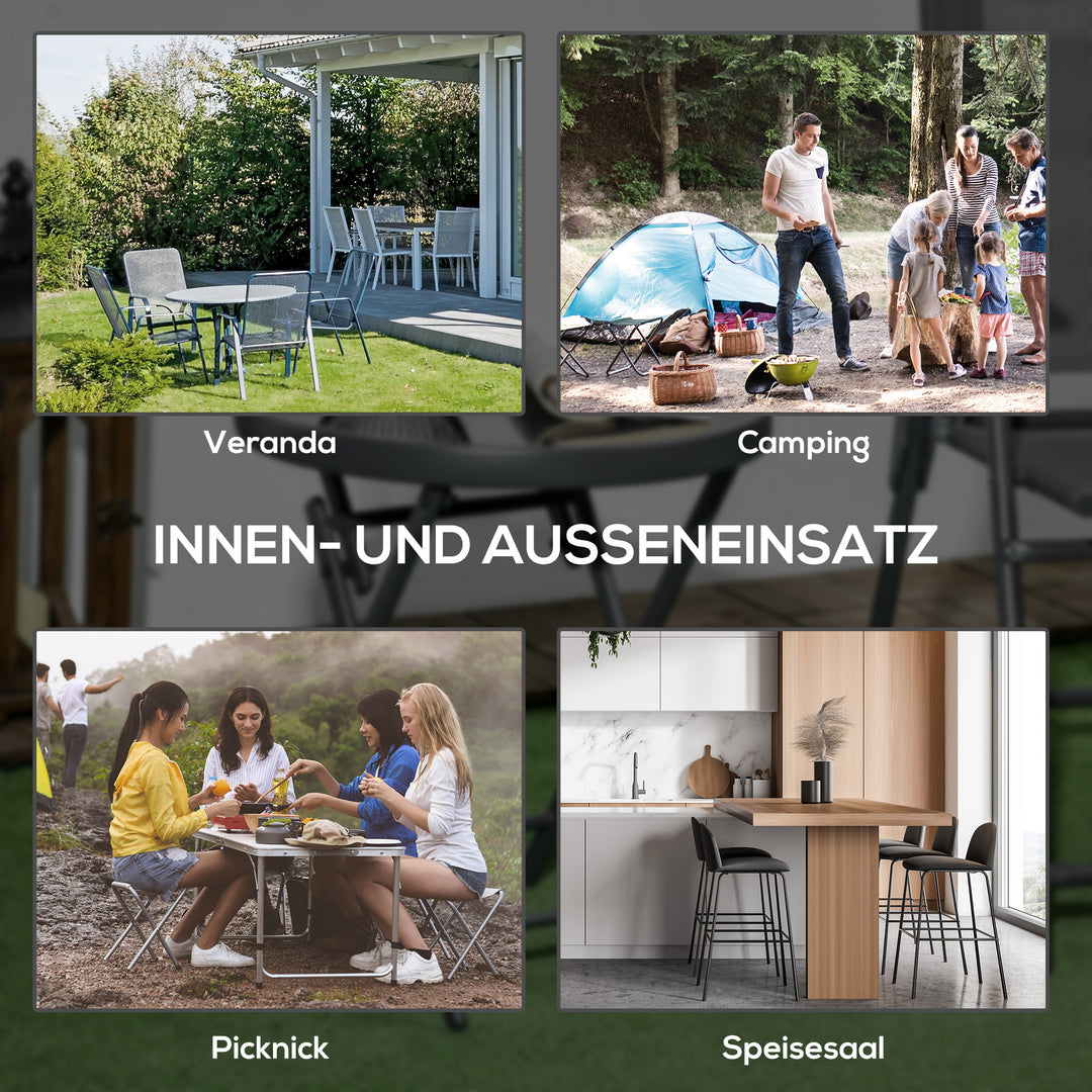 Foldbart sidebord, udendørs foldbart bord, med bordplade i hærdet glas, til terrasse, 45 x 45 x 50 cm sort