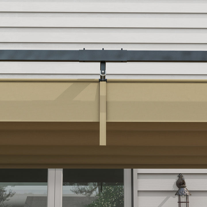 Pergola, robust solsejl til have, altan, terrasse, lavet af metal og plastik, UV- og vandafvisende, khaki