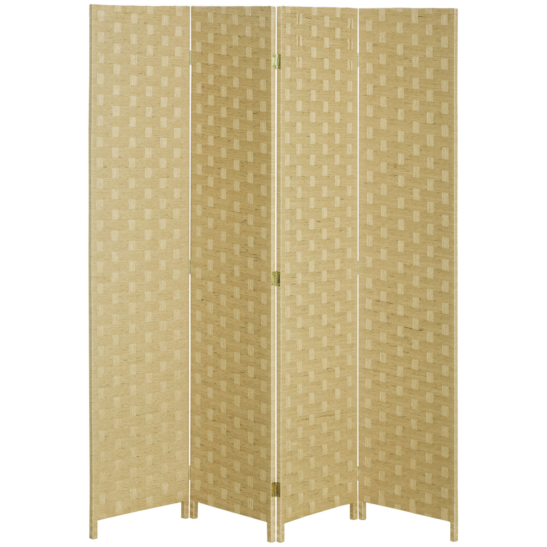 4-panels foldeskærm, 159,5 x 169,5 cm, lavet af bølgepap, til stue, brun