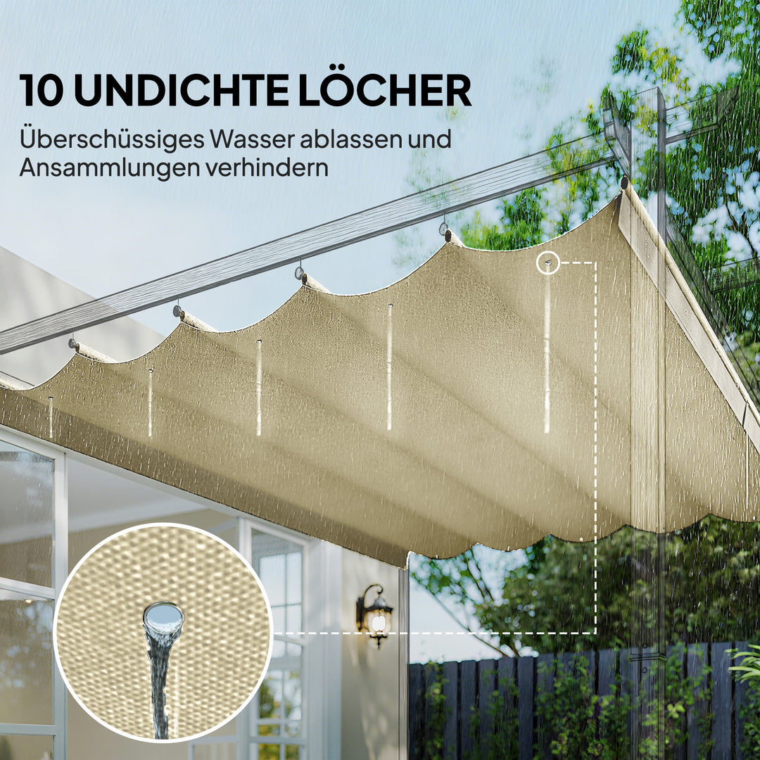 Udskiftningstag til 3 x 3 m pergola, udtrækkeligt, med drænhuller til regnvand, vejrbestandigt, polyester, 250 x 255 cm, cremehvid