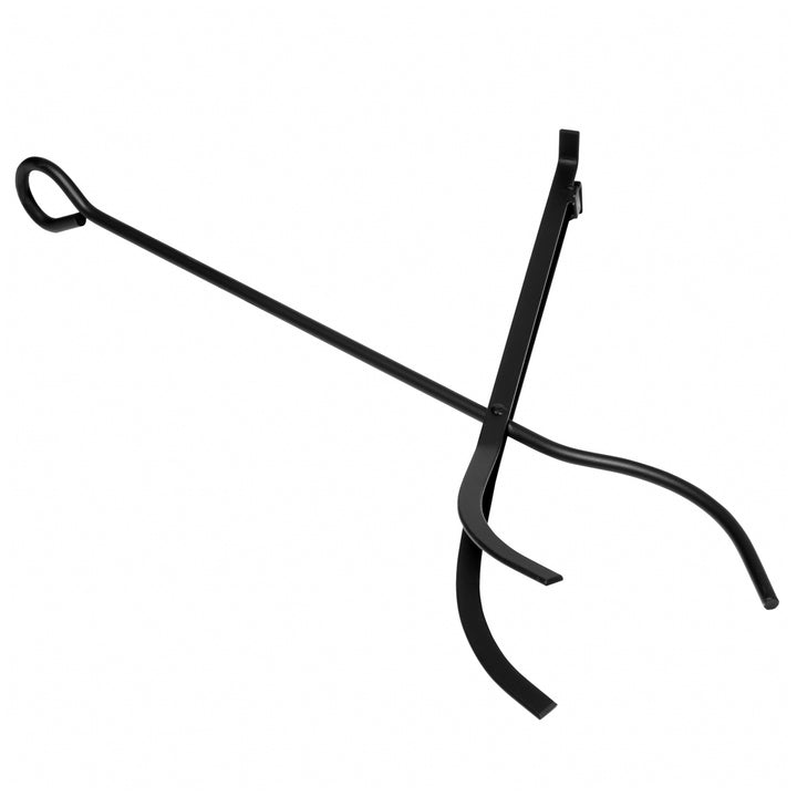 Brændereol, 2-lags brændereol, pejseværktøj, op til 100 kg, stål, sort, 40 x 30 x 74,5 cm