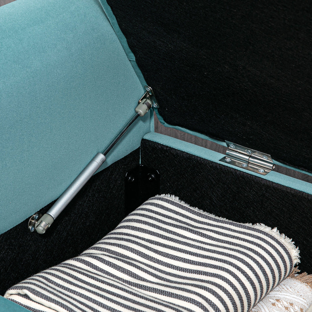 Vintage design bænk med opbevaring, velour look, grøn