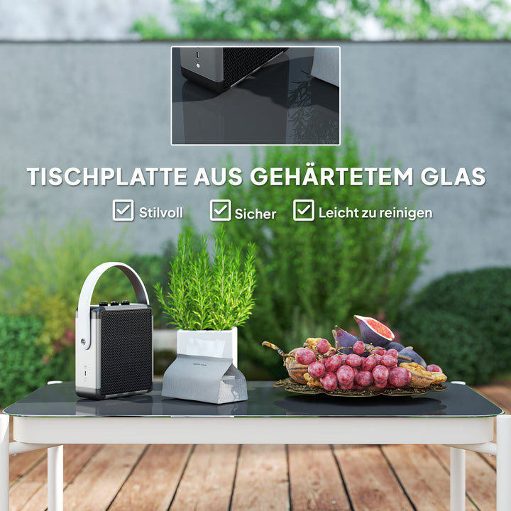 Havemøbelsæt af polyrattan loungesæt med 2-personers sofa, lænestol, glasbord, hynder til 4 personer, brun + grå