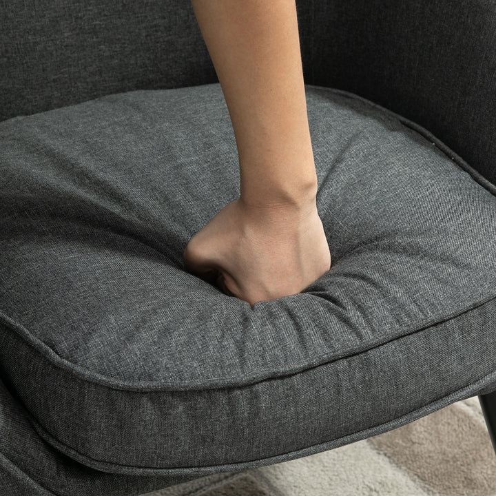 Lounge chair cocktailstol op til 150 kg, hørlook trægrå 71 x 65 x 75 cm