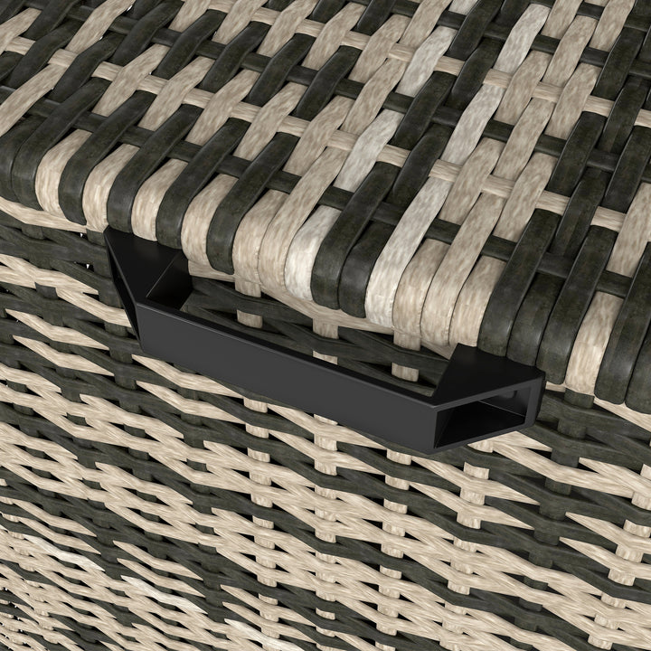 Rattan opbevaringskasse 350l 2-niveau hyndekasse med låg løftestænger bærehåndtag 118 x 57 x 69 cm blandet grå