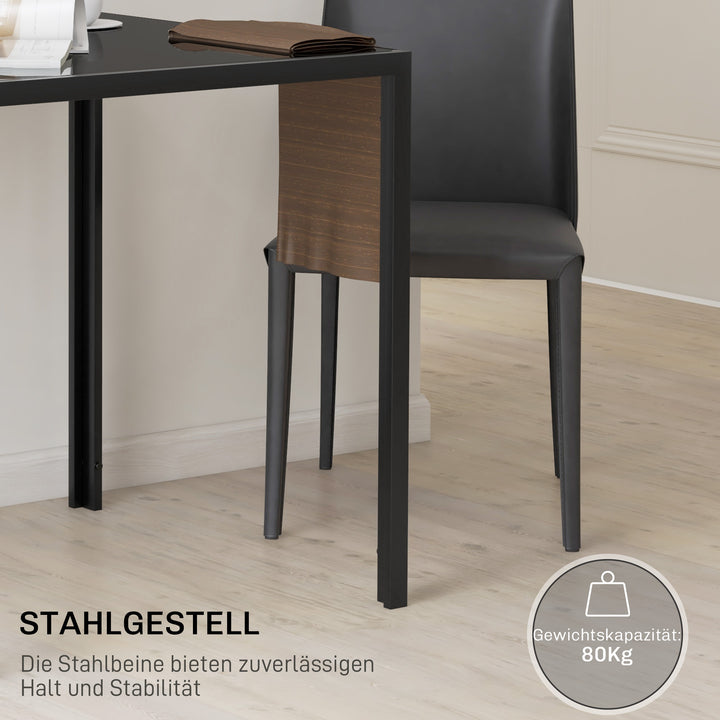 Firkantet spisebord til 4 personer, hærdet glasplade, til køkken og spisestue, 75 x 75 x 75 cm, sort