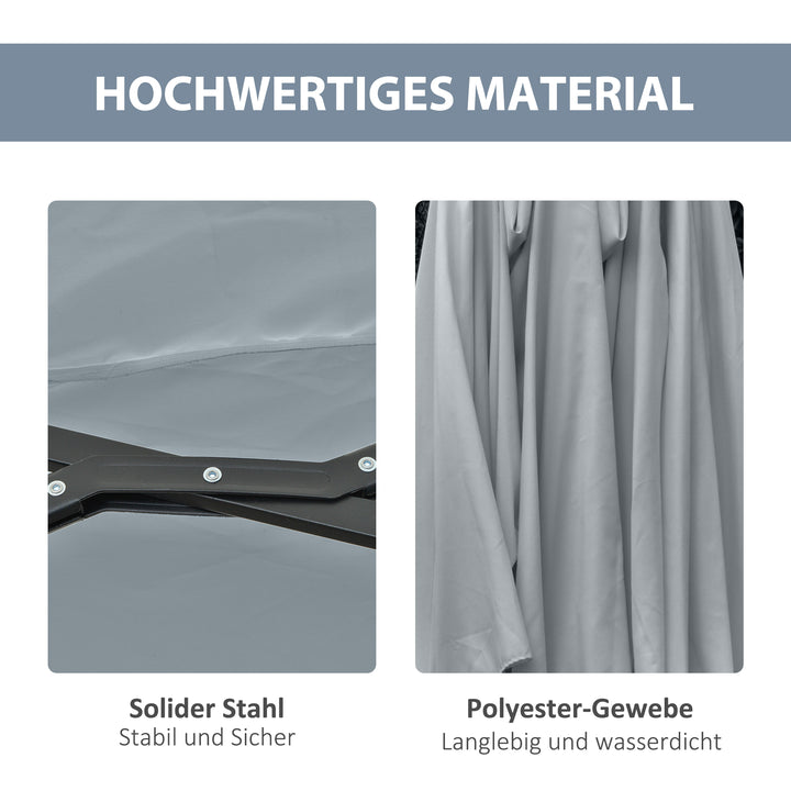 Parasol med led solcelle 4,5m dobbelt parasol haveparasol markedsparasol terrasseparasol oval lysegrå+sort