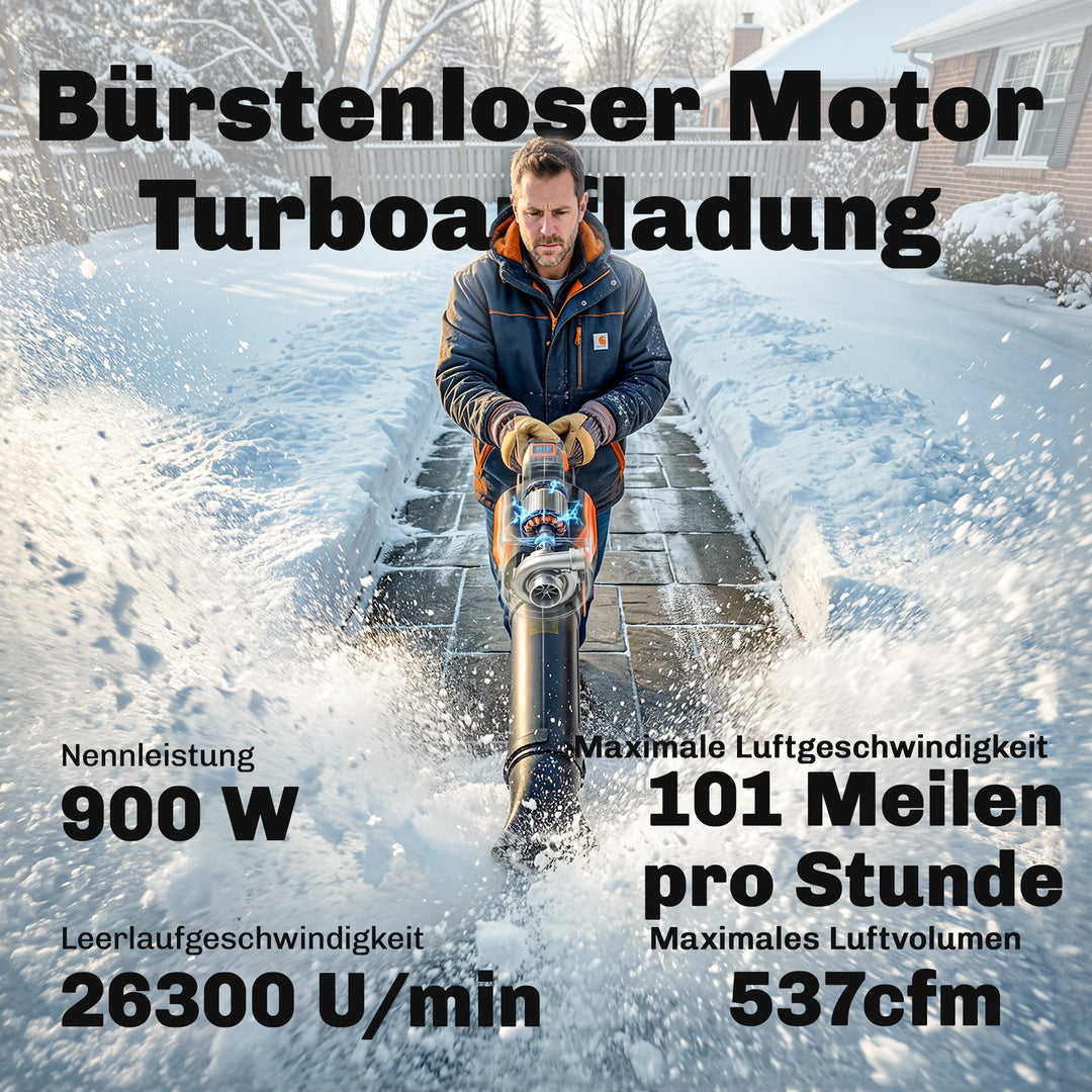 20V batteridrevet løvblæser/støvsuger med 2 x 4,0 Ah batterier og oplader, Turbo Boost, blæsehastighed på 162,7 km/t