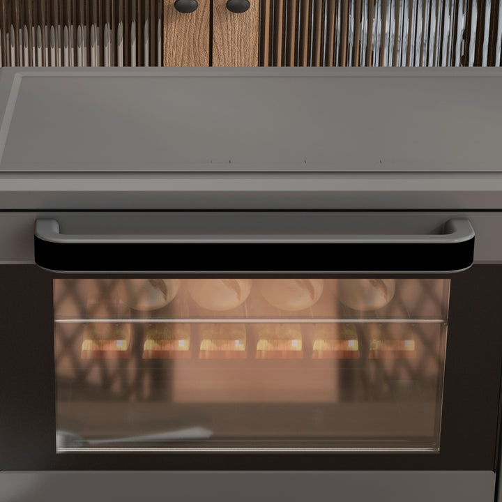 Miniovn, 21 l brødristerovn, 1 rist og 1 bageplade, 3 tilberedningstilstande, 100°c-230°c, rustfrit stål, glas, grå