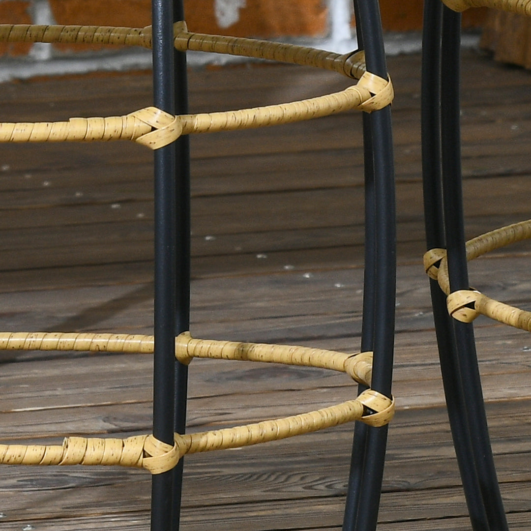 Sæt med 2 haveborde, altanborde, bohemestil, vejrbestandig, sort + khaki