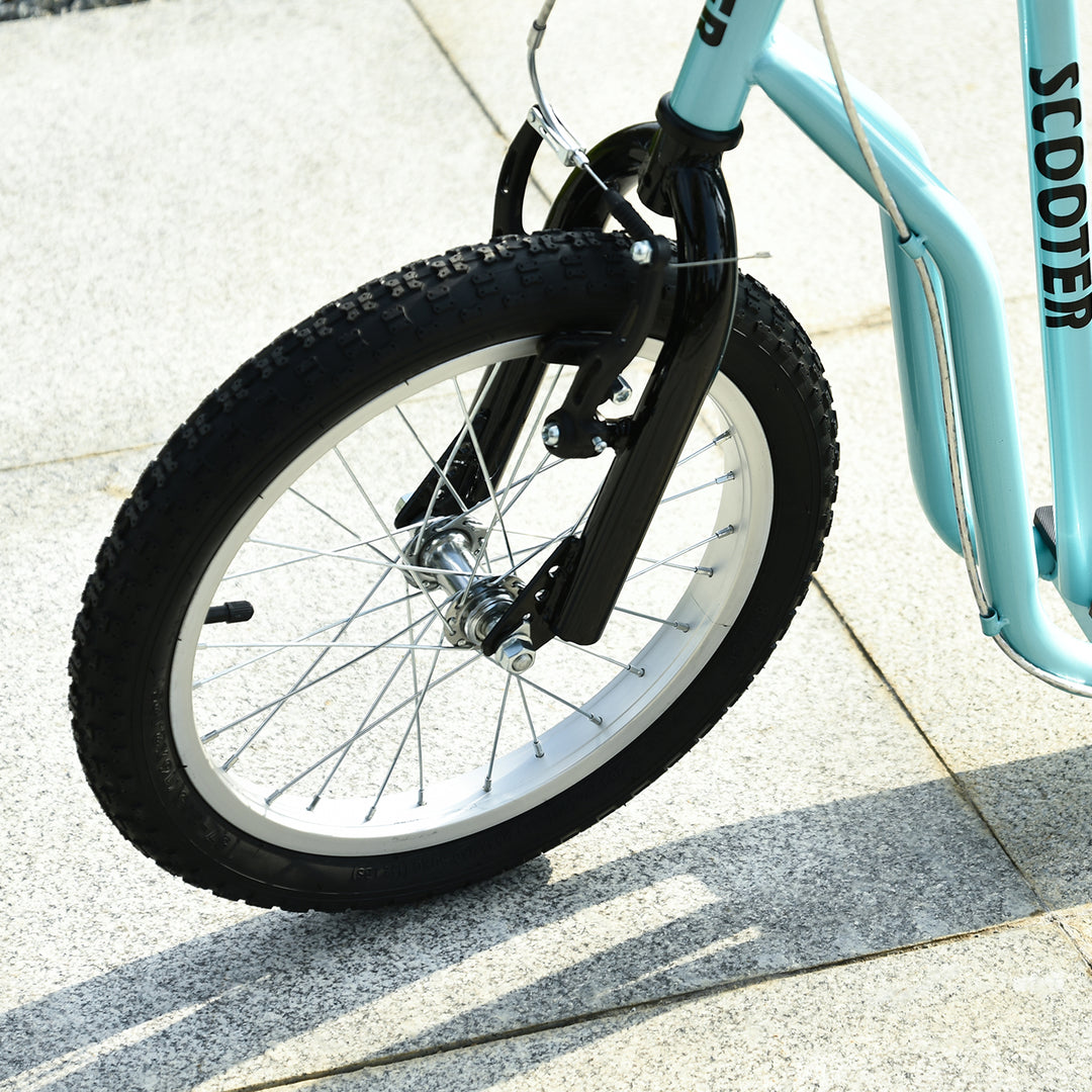 Børneløbehjul fra 5 år løbehjul spark løbehjul city scooter børneløbehjul kickboard med luftgummidæk 16/12 tommer blå 135 x 58 x 88-94 cm