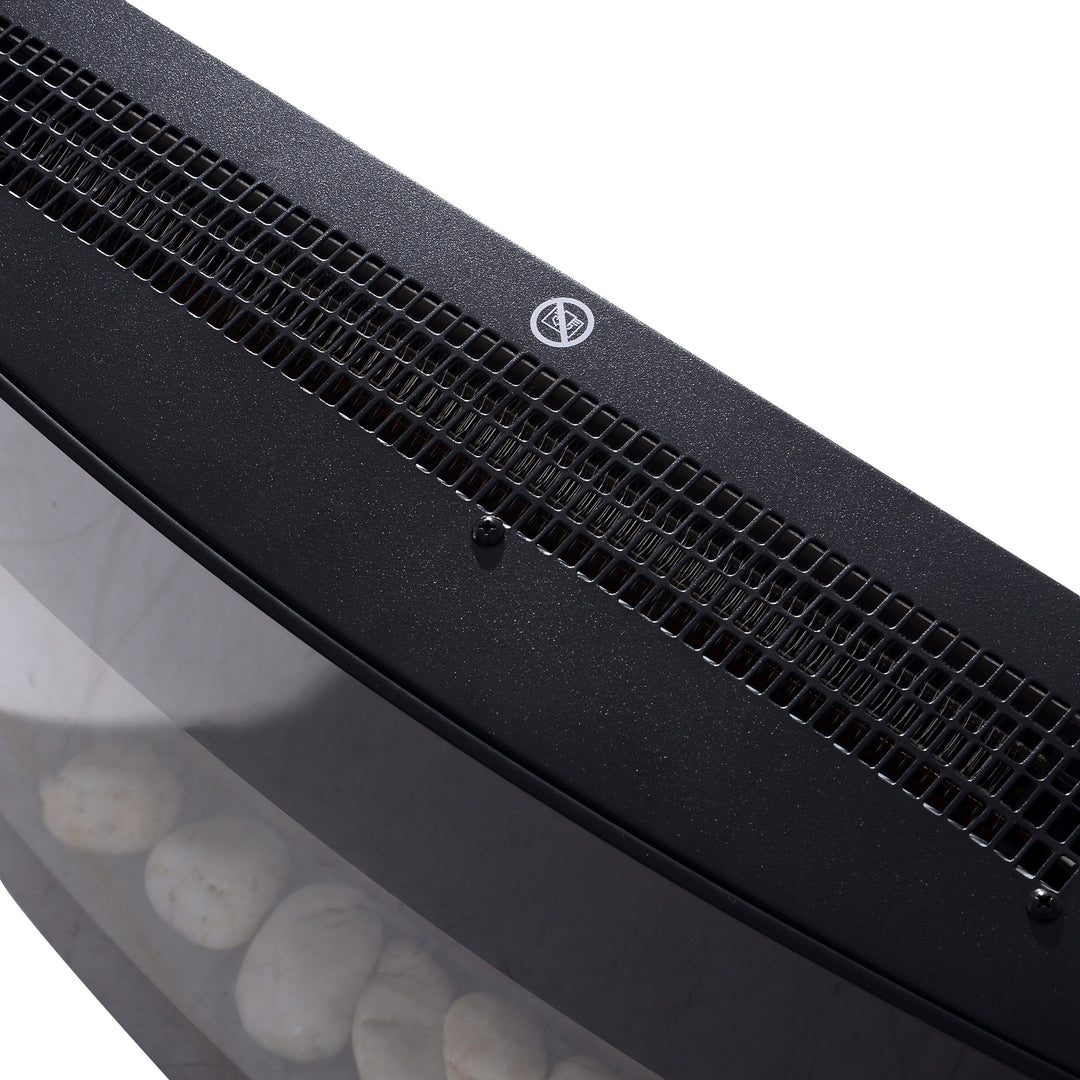 Elektrisk pejs med varmelegeme, elektrisk pejs med 3d flammeeffekt, 7 flammefarver, 900/1800 w, vægmonteret pejs med timer, dekorativ pejs med fjernbetjening, sort, 65 cm