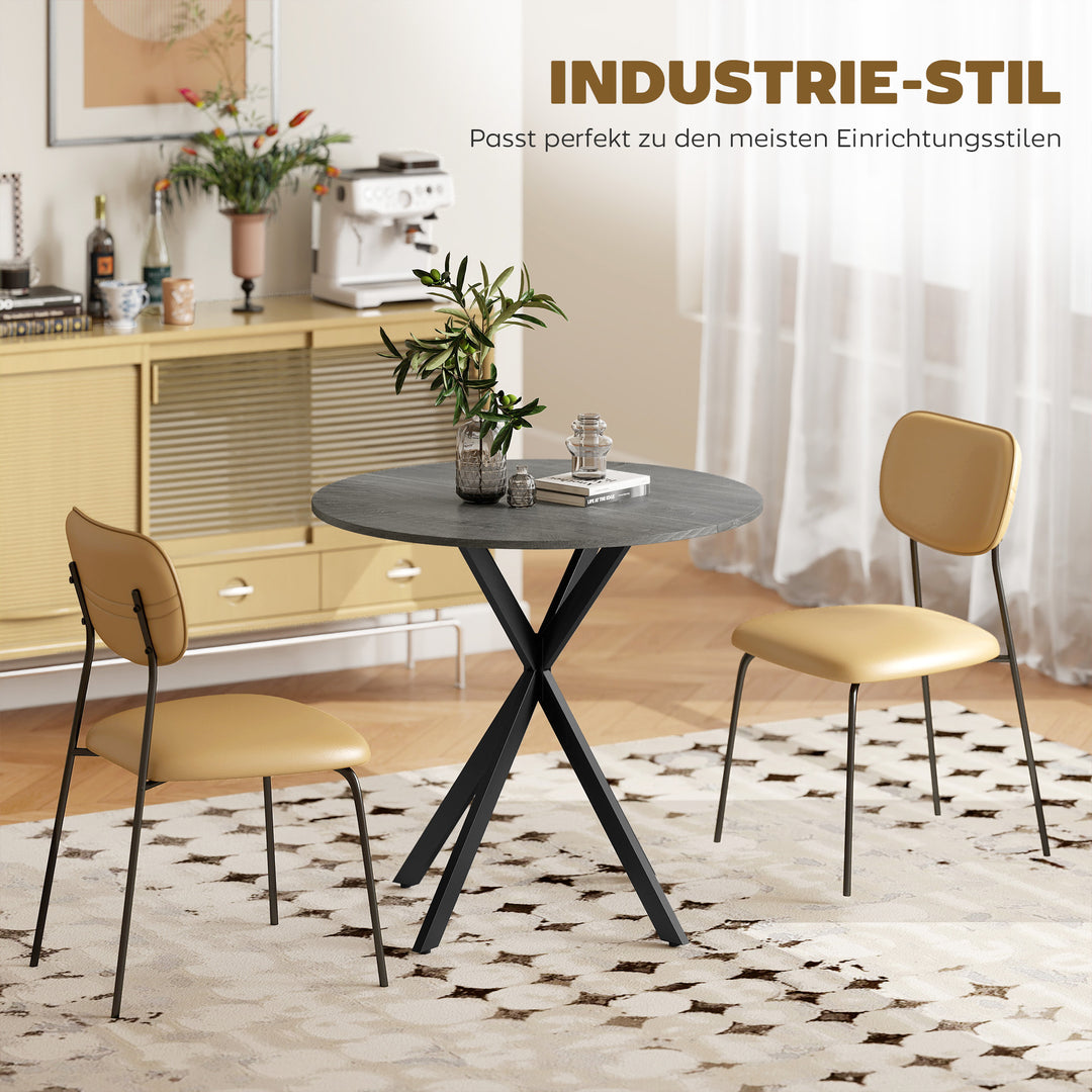 Rundt køkkenbord, 80 cm, kompakt bordplade, spånplade, metal, grå