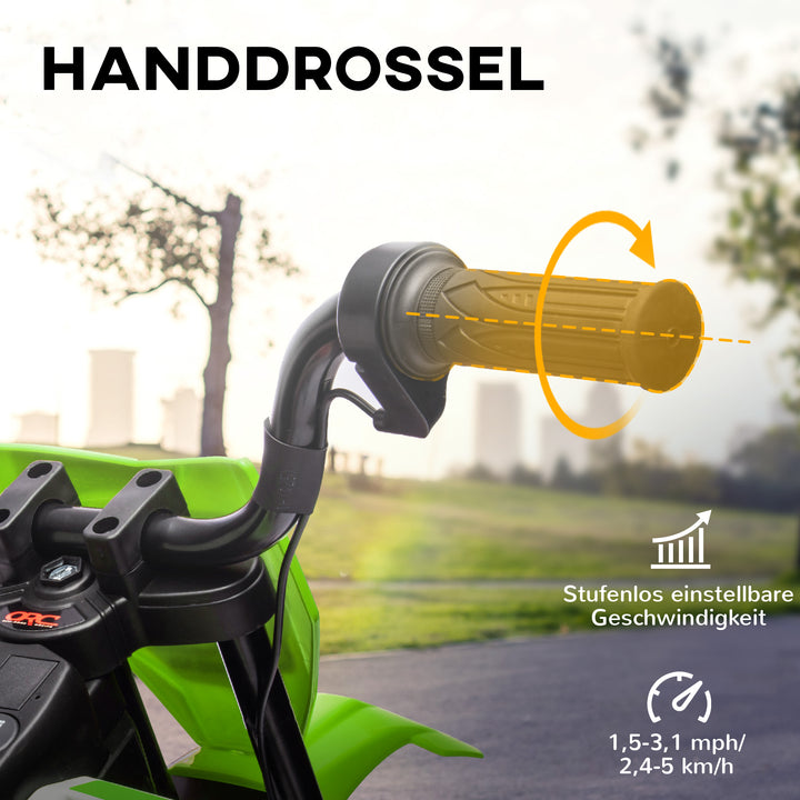 Elmotorcykel til børn, 12v børnemotorcykel med musik, børnekøretøj med støttehjul, 3-6 år, grøn