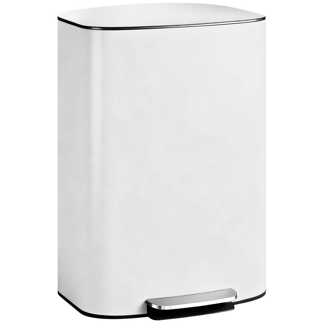 Køkkenaffaldsspand, 50 liter, pedalspand med åben funktion, soft-close låg, pedal, cremehvid