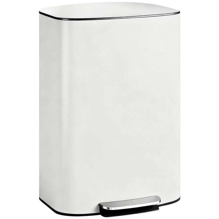 Køkkenaffaldsspand, 50 liter, pedalspand med åben funktion, soft-close låg, pedal, cremehvid