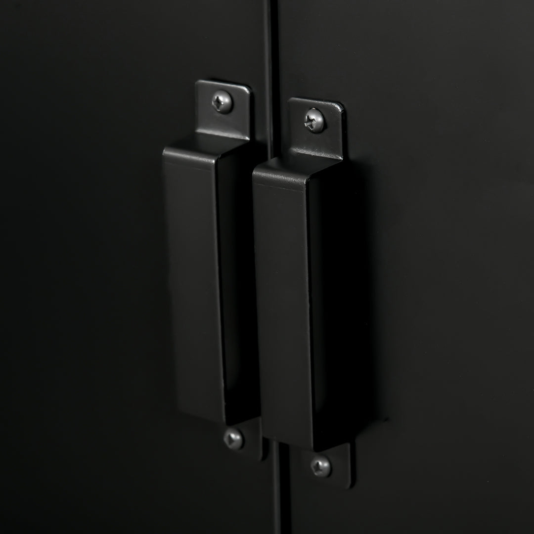 Arkivskab metalskab multifunktionelt skab med magnetisk lameller dobbeltdør justerbar hylde kontorskab opbevaringsskab til hjemmekontor stue 75 x 33 x 110 cm sort