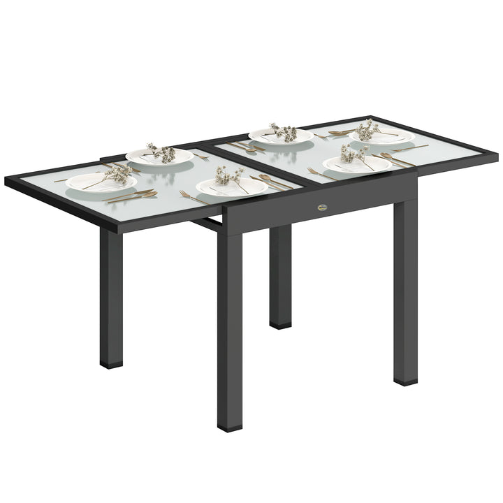 Udtrækkeligt havebord, udendørsbord, udvideligt buffetbord, vejrbestandigt, 160 cm × 80 cm × 75 cm, sort