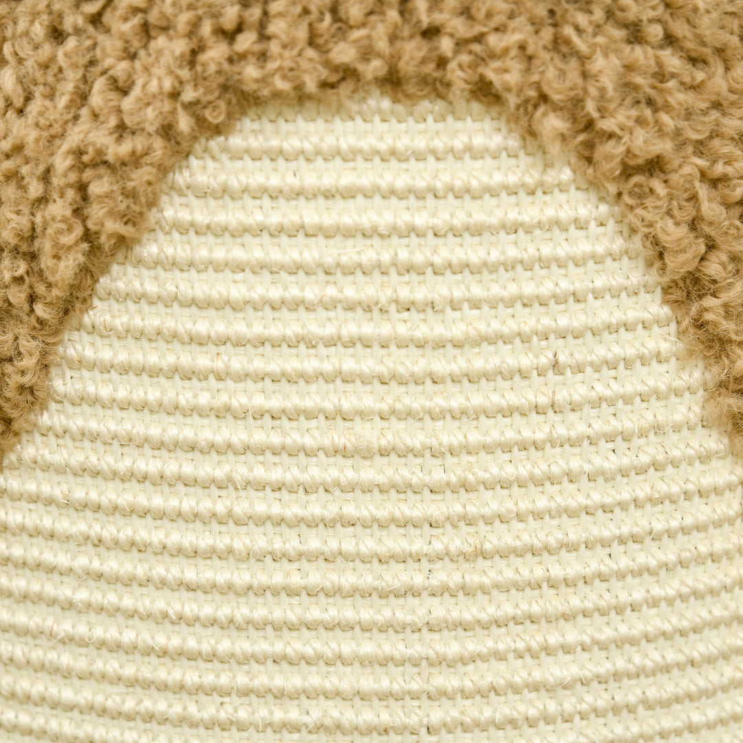 Kradsetønde designet af en bjørn med 2 kattehuler og 1 kradseområde, hvid + brun