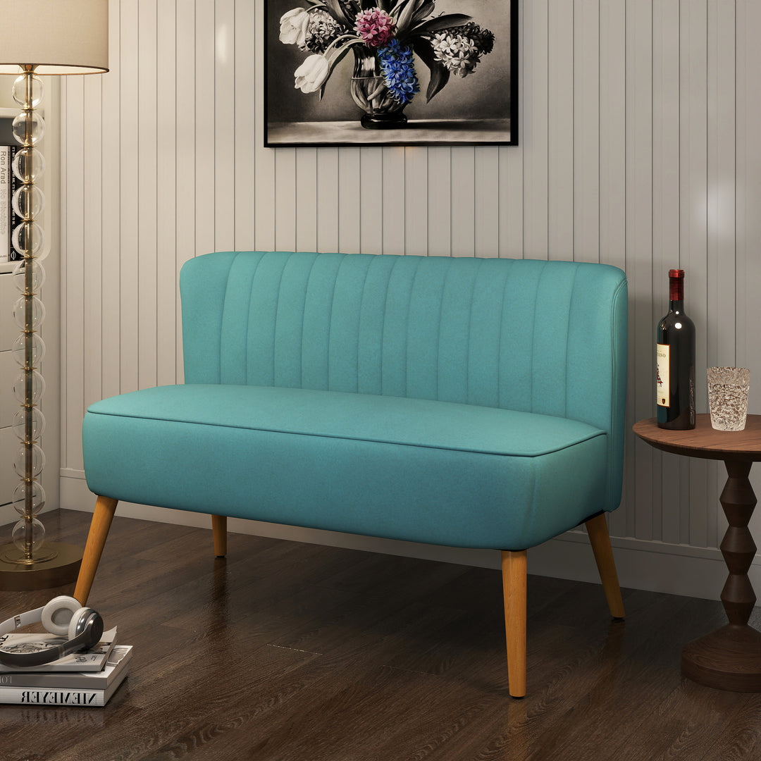 Sofa retro design 2-personers sofa, træben, 117 cm x 56,5 cm x 77 cm, grøn