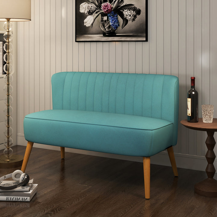 Sofa retro design 2-personers sofa, træben, 117 cm x 56,5 cm x 77 cm, grøn