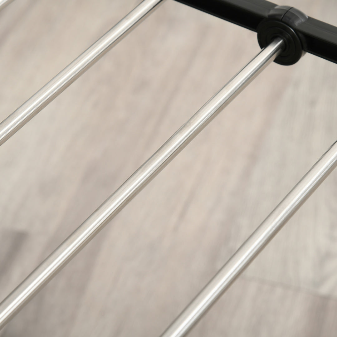 Tørretørrer 1,385 m tørrelængde bærbar stående tørretumbler med teleskopstænger, hjul og bremser tørretumblervinge til indendørs og udendørs brug, sølv + sort