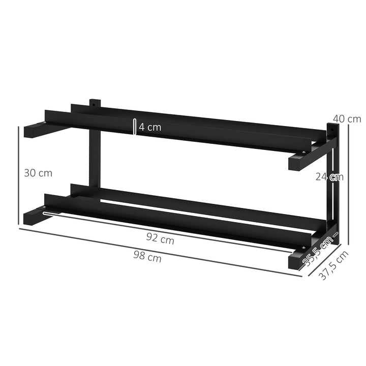 Håndvægtstativ, håndvægtstativ, 2 niveauer, op til 70 kg, stål, 98 x 40 x 35 cm, sort