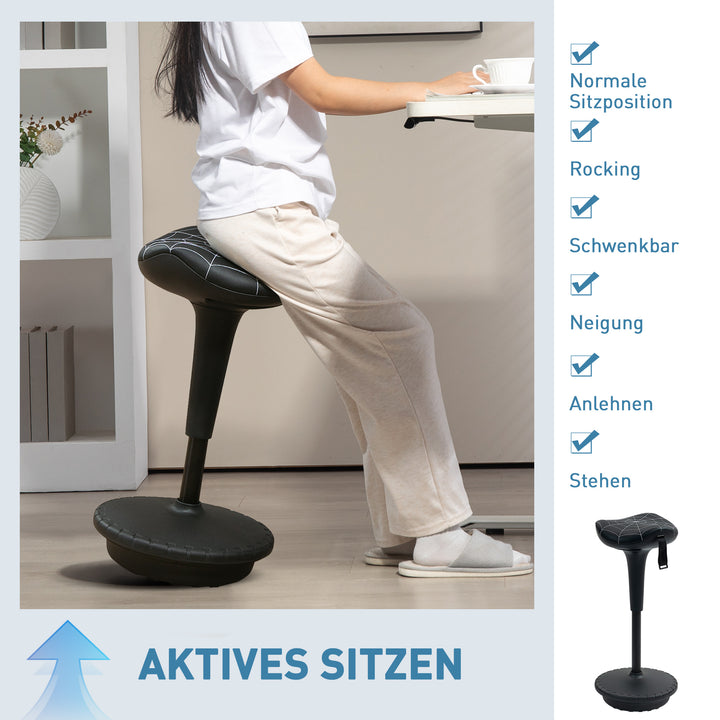 Kontorstol med drejefunktion, ergonomisk stol, højdejusterbar 65,5-83,5 cm, 120° vipbar, sort