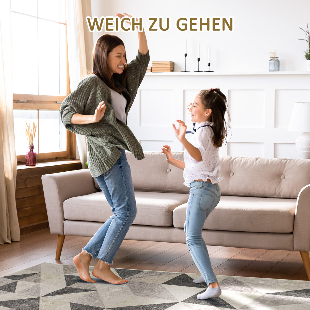 Geometrisk mønstret non-woven tæppe, 120 x 170 cm x 0,6 cm, mørkegrå + lysegrå