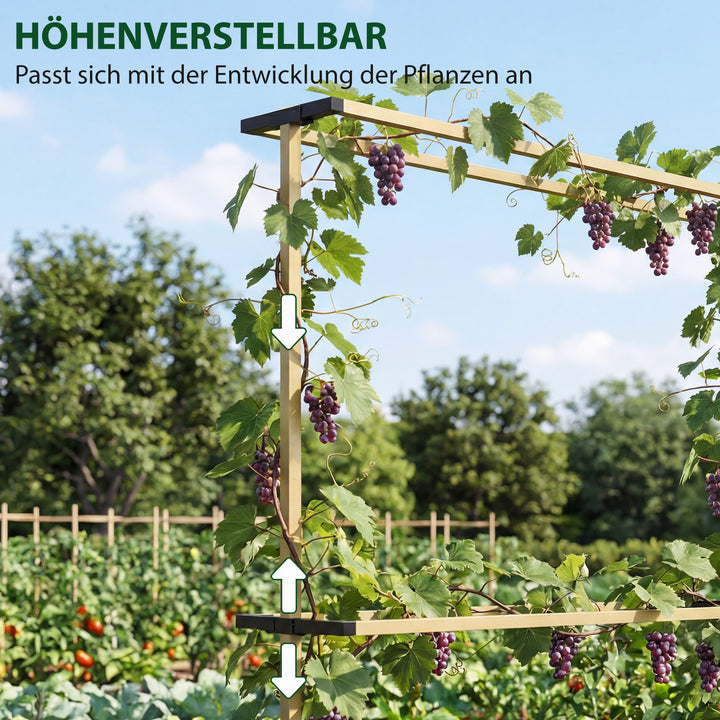 Metalespalier til stikkontakt, rustfri, klatrehjælp til agurker, espalier, 119 x 34 x 139 cm, til hindbær, brombær, naturlig