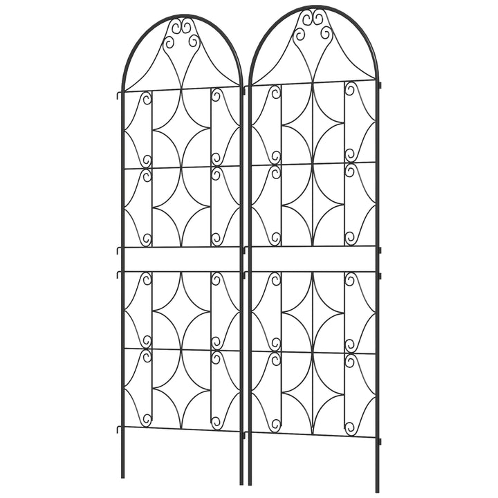 Metal trellis sæt med 2 til stikkontakt, rustfri, klatrehjælp til klatreplanter, 50x150 cm, sort