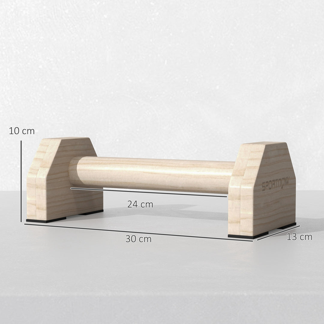 Push-up stænger i sæt med 2, robuste og skridsikre, op til 120 kg, bøgetræ, 30x13x10cm, natur
