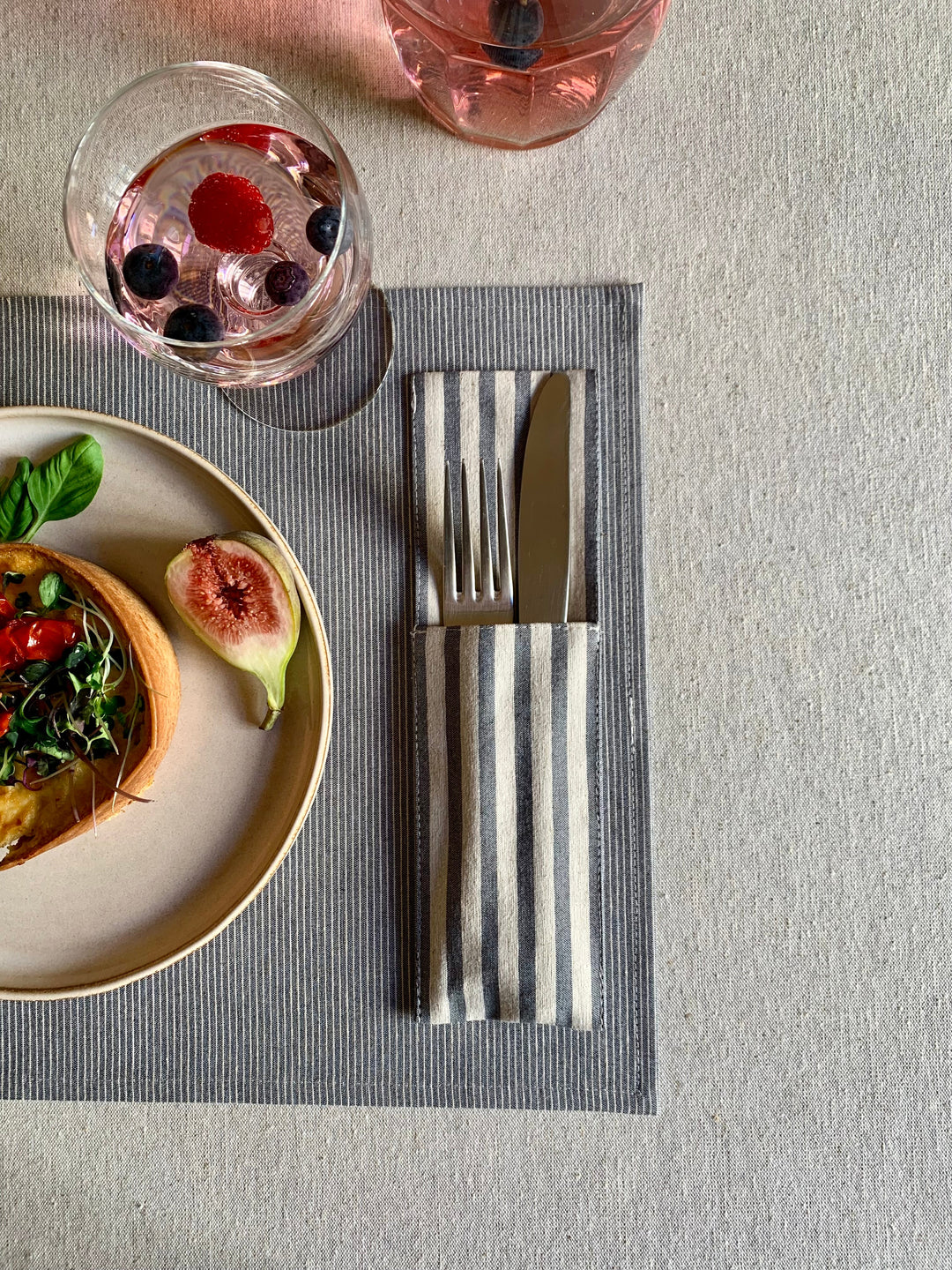 Bestikholder, genanvendt bomuld, med print, Nord 1  kollektion