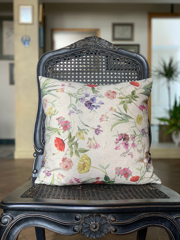 Pudebetræk til pyntepude, 45x45 cm, 85% bomuld, 15% hør, Blossom kollektion