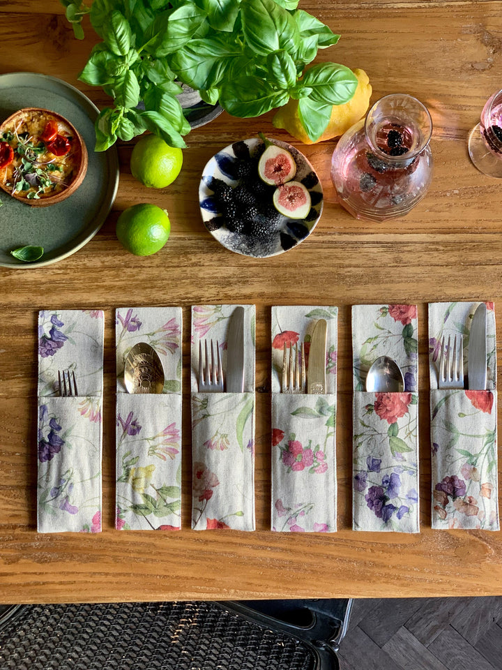 Bestikholder, 85% bomuld, 15% hør, Blossom kollektion