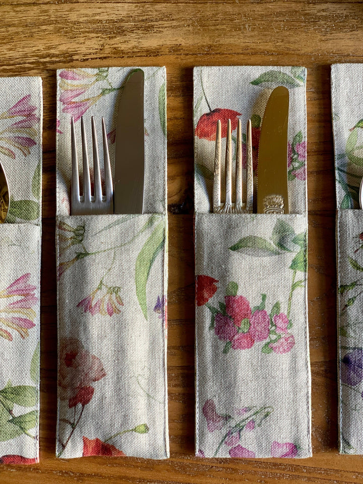 Bestikholder, 85% bomuld, 15% hør, Blossom kollektion