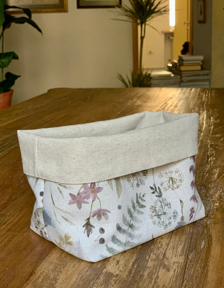 Stofserviet til brødkurv, 20 cm høj, i bomuld-hør-mix, printet, Aitana kollektion